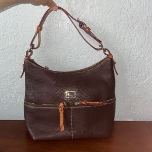 Dooney & Bourke Leather Double Zipper Pocket Hobo Shoulder Bag